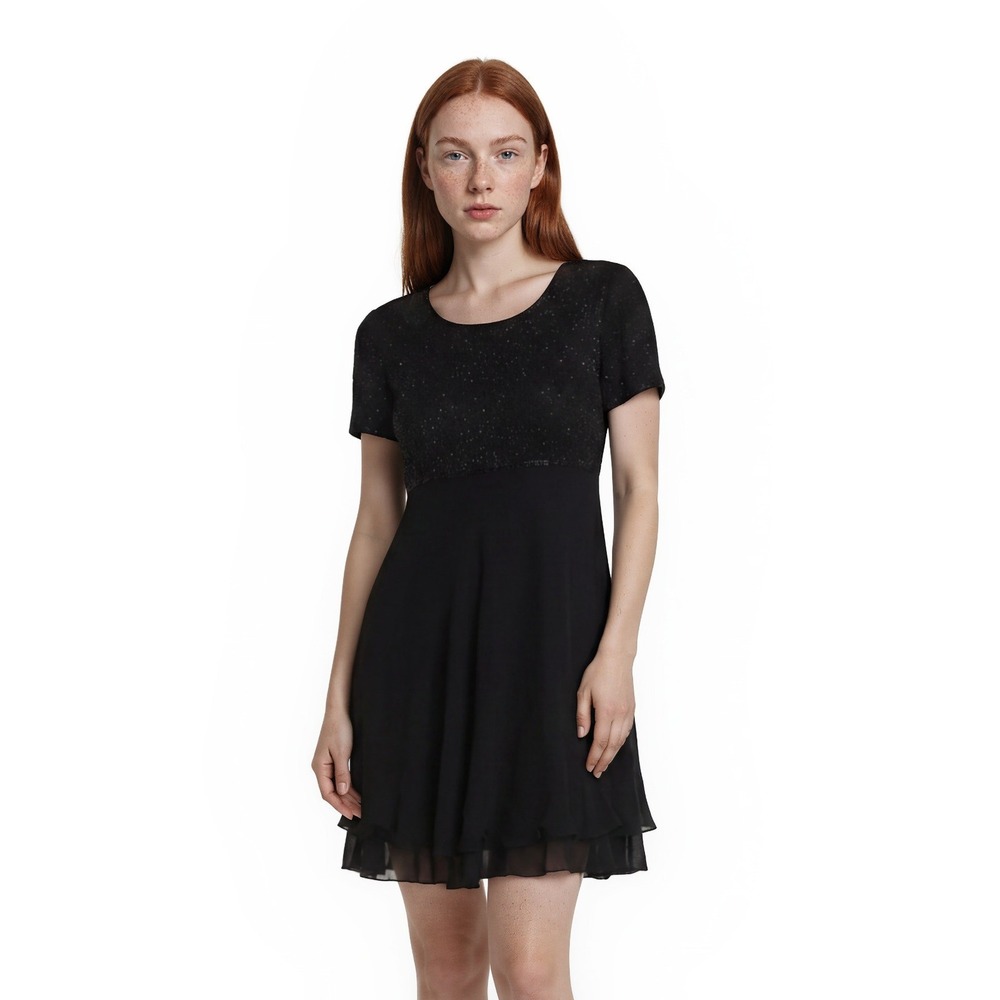 Talbots Vintage 100% Silk Dress Women's Size 10 Black Beaded Tiered Cocktail